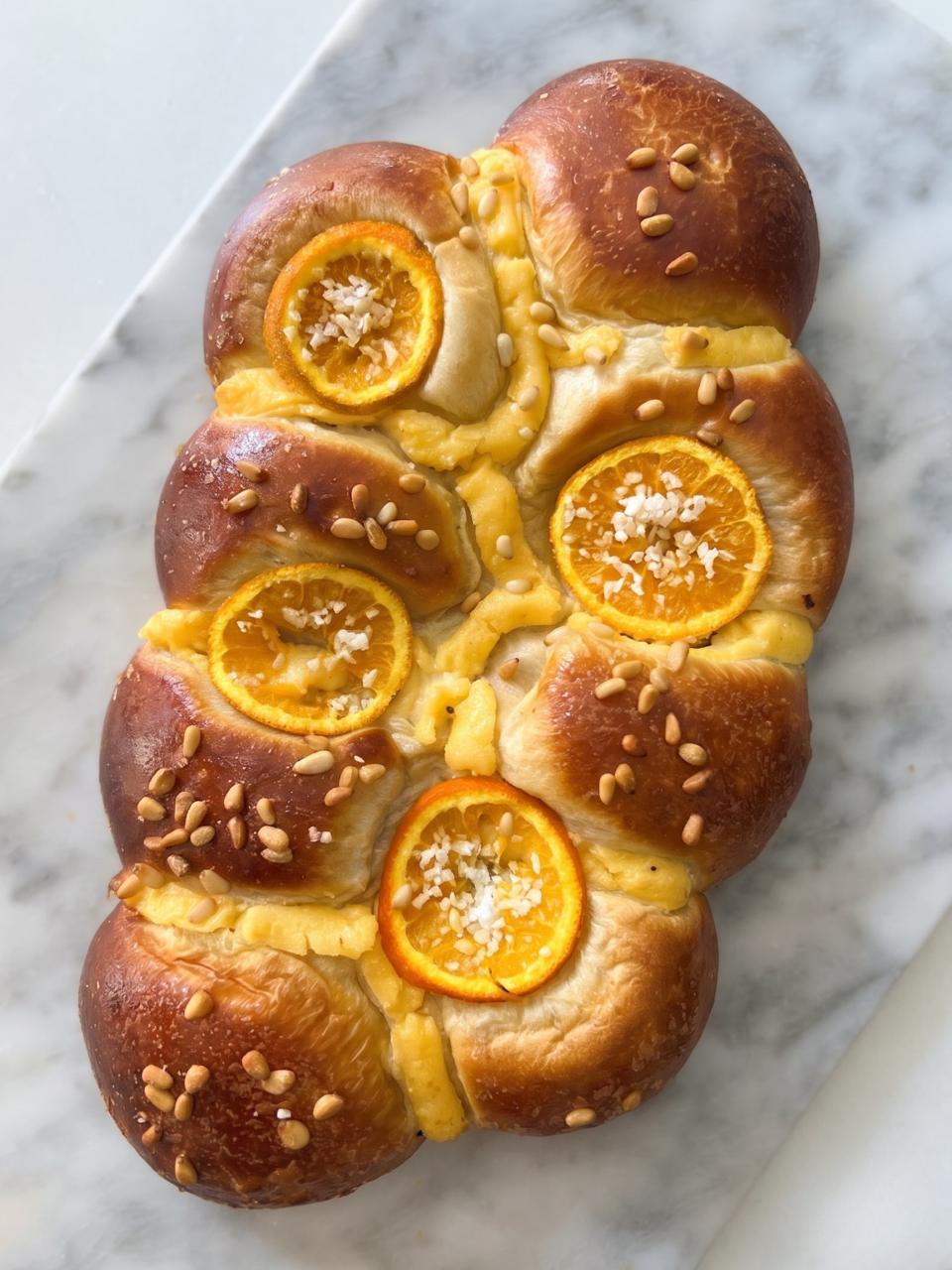 COCA SANT JOAN DE NARANJA, PIÑONES Y CREMA 8 PERSONAS